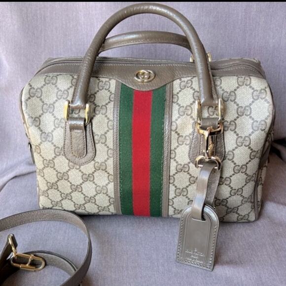 Gucci OPHIDIA GG SMALL TOP HANDLE BAG with bag charm vintage multiway bag purse